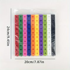   100 db-os oktató építőjáték, négyzet alakú építőkockák