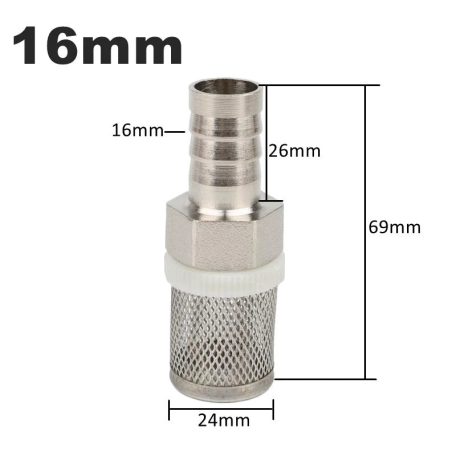 8–20 mm tömlőszűrő – Rozsdamentes acél hálós szűrő, öntözéshez, autómosáshoz, akváriumhoz, vízszivattyú szűréshez.