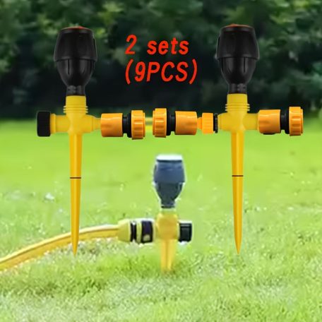 2 készlet kerti gyep automatikus öntözőrendszer 360°-os forgatással