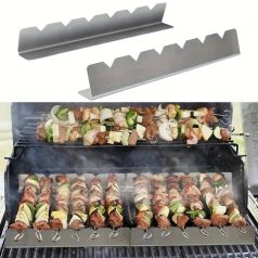   2db Készlet Többfunkciós Rozsdamentes Acél Kebabsütő, Anti-Deformáció BBQ Karossütő Tartó