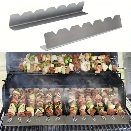 2db Készlet Többfunkciós Rozsdamentes Acél Kebabsütő, Anti-Deformáció BBQ Karossütő Tartó