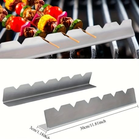 2db Készlet Többfunkciós Rozsdamentes Acél Kebabsütő, Anti-Deformáció BBQ Karossütő Tartó