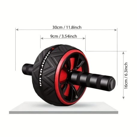 1db Otthoni Fitnesz Hasizom Gyakorló Kerék - Hordozható Mag Erősítő Piros & Fekete Fogantyúkkal, Tartós PP Anyag Has- és Mellizom Edzéshez, Felsőtest Edzéshez Fekete