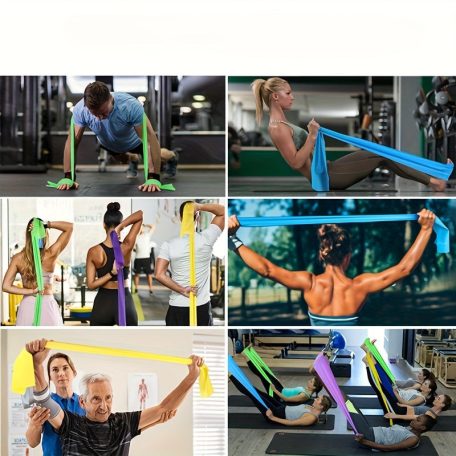 3 db jóga ellenállás szalag készlet, TPE elasztikus szalagok 4 ellenállási szinttel, sport gyakorlati felszerelések fitneszhez, jóghoz, pilateshez, erősítő edzéshez