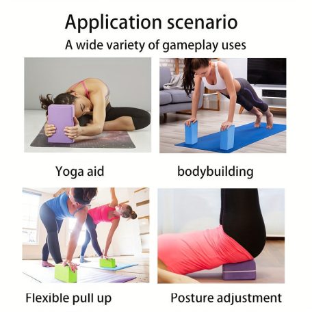 2 db egyszínű jógatégla, csúszásmentes, nagy sűrűségű jógablokkok, alkalmasak testformáláshoz, lábnyomáshoz, jógához és pilateshez Yoga Block-Blue/2db