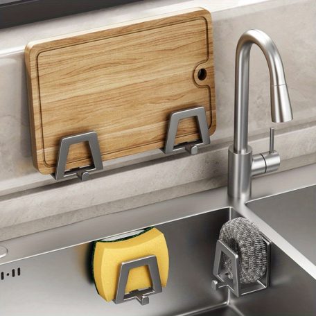 4db Modern Easy Install Öntapadó Fém Trapézúmosó Tároló Állvány fehér - 4 db