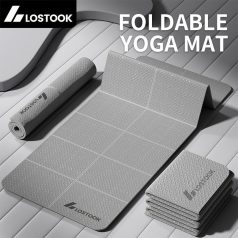   Elveszett Foldable Jóga Szőnyeg, TPE Anyag, Csúszásmentes, Vízálló, Könnyű, Egyszínű, Szürke/Lila/Kék, Jógához, Pilateshez, Fitnesz Edzéshez Kék