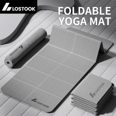 Elveszett Foldable Jóga Szőnyeg, TPE Anyag, Csúszásmentes, Vízálló, Könnyű, Egyszínű, Szürke/Lila/Kék, Jógához, Pilateshez, Fitnesz Edzéshez Kék