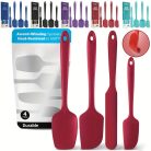 4 db-os szilikon spatulaszett, hőálló 600°F-ig, tartós gumi konyhai eszközök tapadásmentes edényekhez, varrat nélküli kialakítás, piros, 4 méret Szilikon kaparó piros 4 darabos készlet