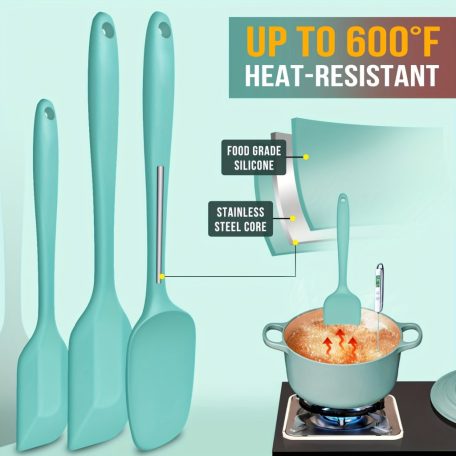 4 db-os szilikon spatulaszett, hőálló 600°F-ig, tartós gumi konyhai eszközök tapadásmentes edényekhez, varrat nélküli kialakítás, piros, 4 méret Szilikon kaparó piros 4 darabos készlet