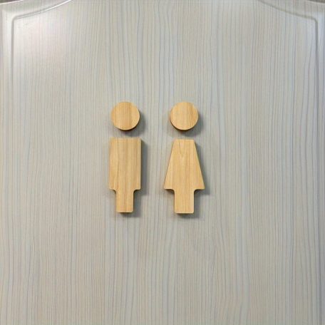 Északi Fa Fürdőszoba Tábla, 16.0cm Férfi és Női WC Ajtóra Szerelhető, Öntapadós Könnyű Telepítés, Japán Stílusú WC Dekoráció Otthonra és Irodába Természetes Szín - Tömör Fa