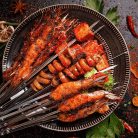 20/30/50db Tartós Rozsdamentes Acél BBQ Nyársak 1 Cső Tárolóval, Újrahasználható és Könnyen Tisztítható Kültéri és Beltéri Grillezési Partikhoz 30 db