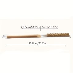   2 db rozsdamentes acél kombinált grillkefe és kaparó készlet, hosszú nyéllel, hőálló, kemény sörtéjű pizza sütőkefe spatulával, kompatibilis az Ooni sütővel, pótfejjel
