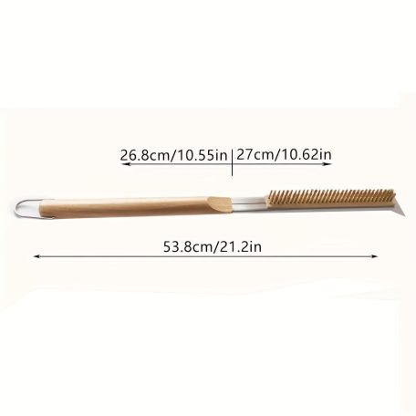 2 db rozsdamentes acél kombinált grillkefe és kaparó készlet, hosszú nyéllel, hőálló, kemény sörtéjű pizza sütőkefe spatulával, kompatibilis az Ooni sütővel, pótfejjel