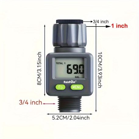 Digitális vízáramlásmérő LCD kijelzővel – 3/4” kerti tömlőhöz