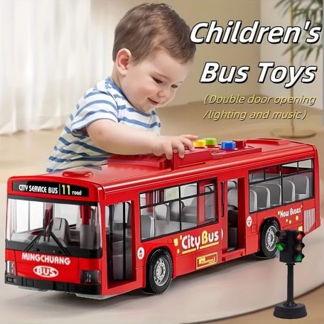 30.48 cm-es piros és kék dupla ajtós busz