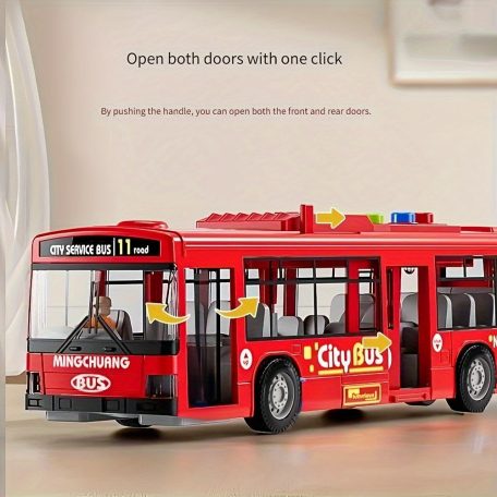30.48 cm-es piros és kék dupla ajtós busz