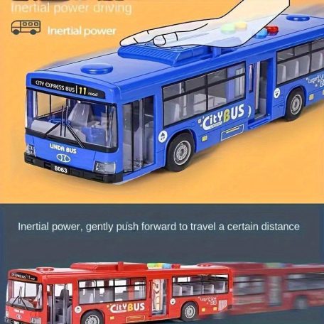 30.48 cm-es piros és kék dupla ajtós busz
