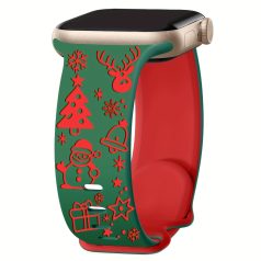 Női Karácsonyi Gravírozott Szilikon Apple Watch Pánt