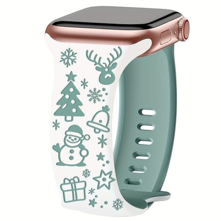 Női Karácsonyi Gravírozott Szilikon Apple Watch Pánt
