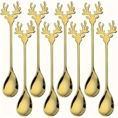   Elegáns rénszarvas agancs rozsdamentes acél kanálkészlet - 8 részes