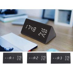   Digitális Ébresztőóra Hőmérséklet- és Páratartalom Mérővel – LCD Kijelzős Asztali Óra