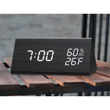 Digitális Ébresztőóra Hőmérséklet- és Páratartalom Mérővel – LCD Kijelzős Asztali Óra