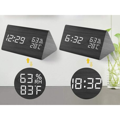 Digitális Ébresztőóra Hőmérséklet- és Páratartalom Mérővel – LCD Kijelzős Asztali Óra