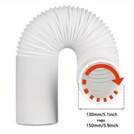 Univerzális hordozható légkondicionáló elszívó tömlő, balmenetes, 100/200 cm 12,95 cm átmérő, 100 cm