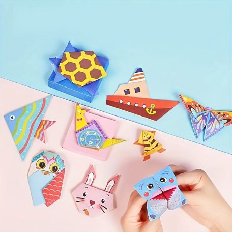 108 db-os kreatív origami papírhajtogatás készlet, 54 origami mintával, lépésről lépésre útmutatóval