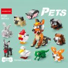 10 az 1-ben mini aranyos háziállat sorozat építőkocka készlet, 10 kis modellből vagy 1 nagy modellé kombinálható Kék