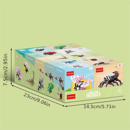 10 az 1-ben mini aranyos háziállat sorozat építőkocka készlet, 10 kis modellből vagy 1 nagy modellé kombinálható Türkiz