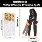 Ratchet SN-58-B krimpelő szett, 0,25–1,5 mm² csatlakozókhoz, 300 hüvely + 300 tekercs, férfi-női kapocs