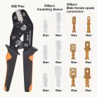Ratchet SN-58-B krimpelő szett, 0,25–1,5 mm² csatlakozókhoz, 300 hüvely + 300 tekercs, férfi-női kapocs
