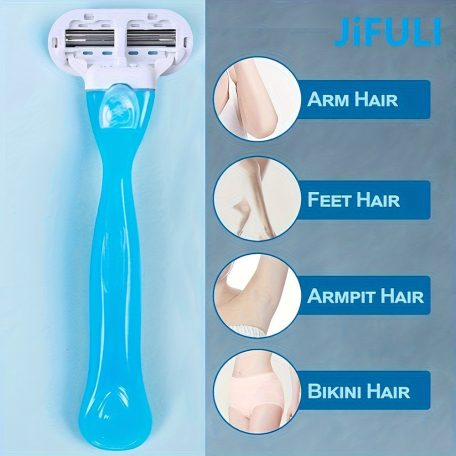 JIFULI női borotva cserélhető fejjel, 3 rétegű rozsdamentes acél pengékkel - Fogantyú + 8 penge