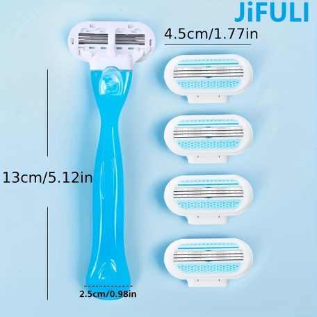 JIFULI női borotva cserélhető fejjel, 3 rétegű rozsdamentes acél pengékkel - Fogantyú + 8 penge