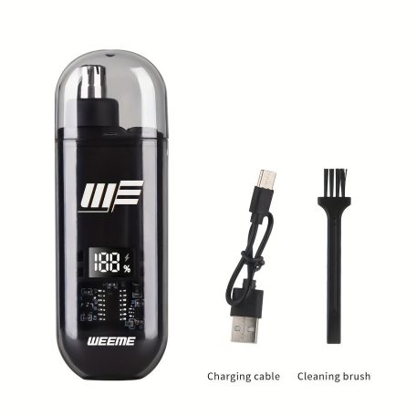 WEEME férfi USB-ről működő fül- és orrszőrnyíró LCD kijelzővel, újratölthető akkumulátorral Fekete
