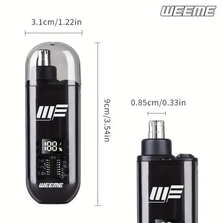 WEEME férfi USB-ről működő fül- és orrszőrnyíró LCD kijelzővel, újratölthető akkumulátorral Fekete