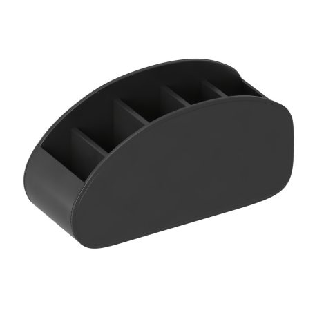 PU távirányító tartó 5 rekeszes tárolódobozzal – távirányító tálca rendszerező TV-hez Fekete