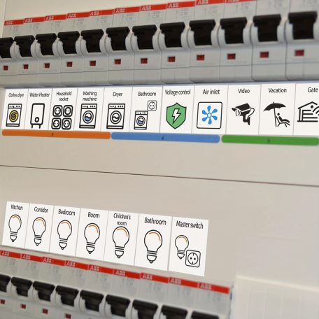 70 db/szett elektromos kapcsoló címke matrica - PVC anyagú otthoni azonosításhoz