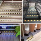 16 db kültéri lépcsőfok csúszásgátló szalag, 4 × 33 cm, beltéri/kültéri lépcsőkhöz, fokokhoz és hajókhoz Fekete és sárga