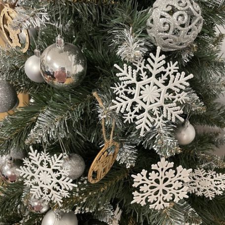 Karácsonyi gömbdíszek - hópelyhek, 12 darab, Ruhhy 22516
